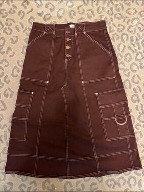 NEW Anthropologie Pilcro Women’s Brown Utility Cargo Skirt size 8